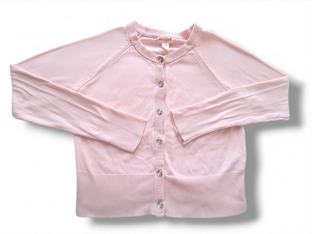 Cat & Jack Girls 8 Medium Light Pink Blush Cardigan Sweater Long Sleeve